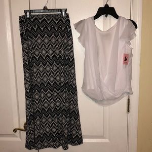Amy’s Closet 2pc top and maxi skirt blk/wht L(14)